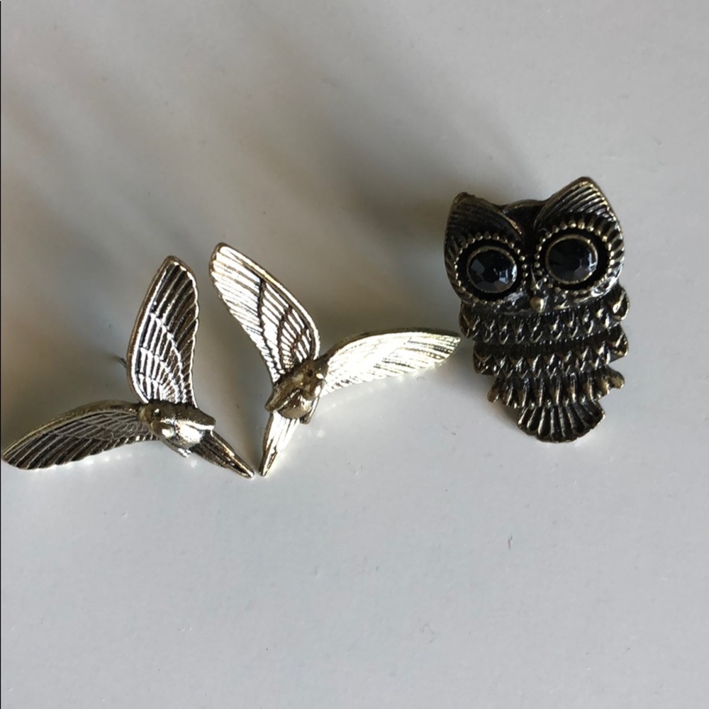 🆕•H&M• Owl Ring + Bird Earrings